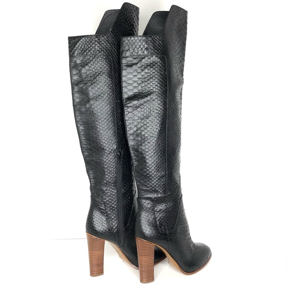 NEW VINCE Dempsey Python Print Leather Over-The-Knee Boots Women’s 9.5 Shoes - Picture 6 of 11